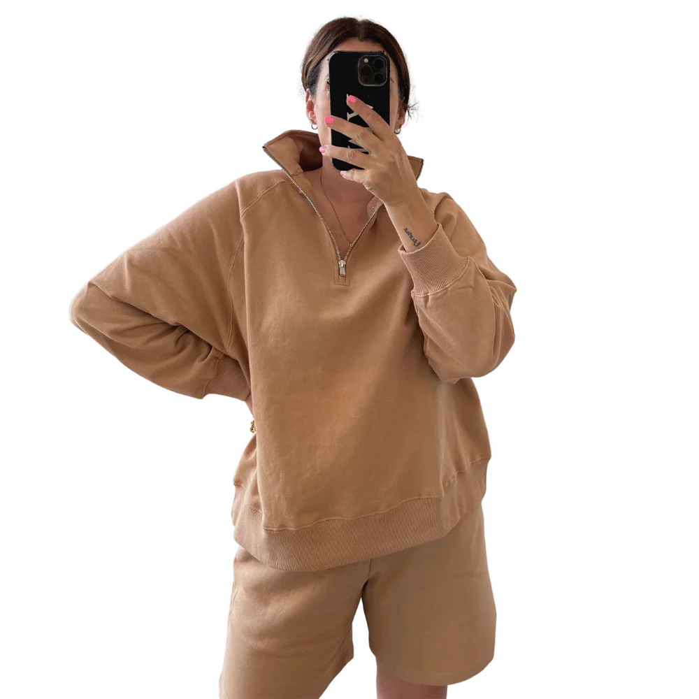 Brunette Half-Zip NYBF Crew - Image 2