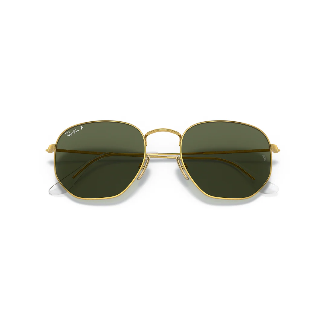 Ray Ban Hexigonal Sunglasses- Legend Gold, Polar Green - Image 3