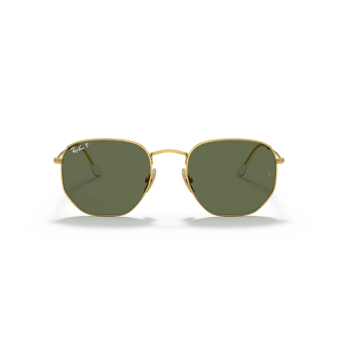 Ray Ban Hexigonal Sunglasses- Legend Gold, Polar Green - Image 6