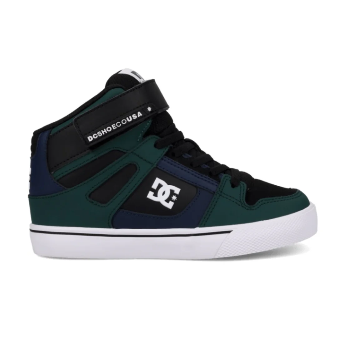 DC Youth Pure Hi Top EV Shoes - Green/Black/Navy