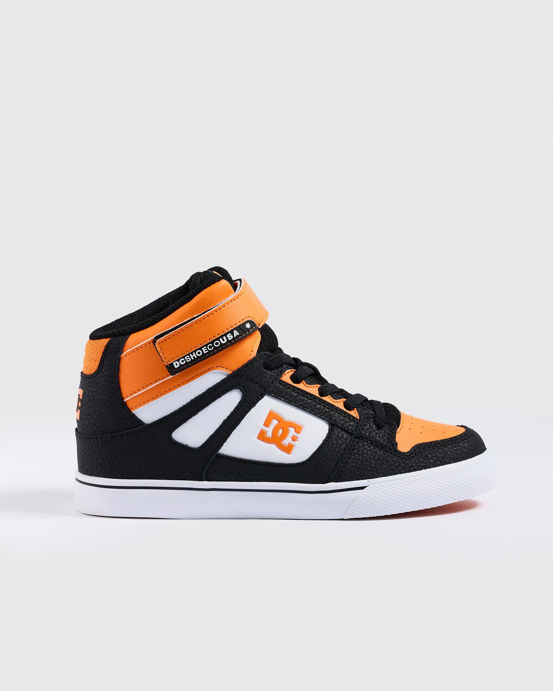 DC Youth Pure Hi Top Ev Skate Shoes - Orange/Black/White - Image 3