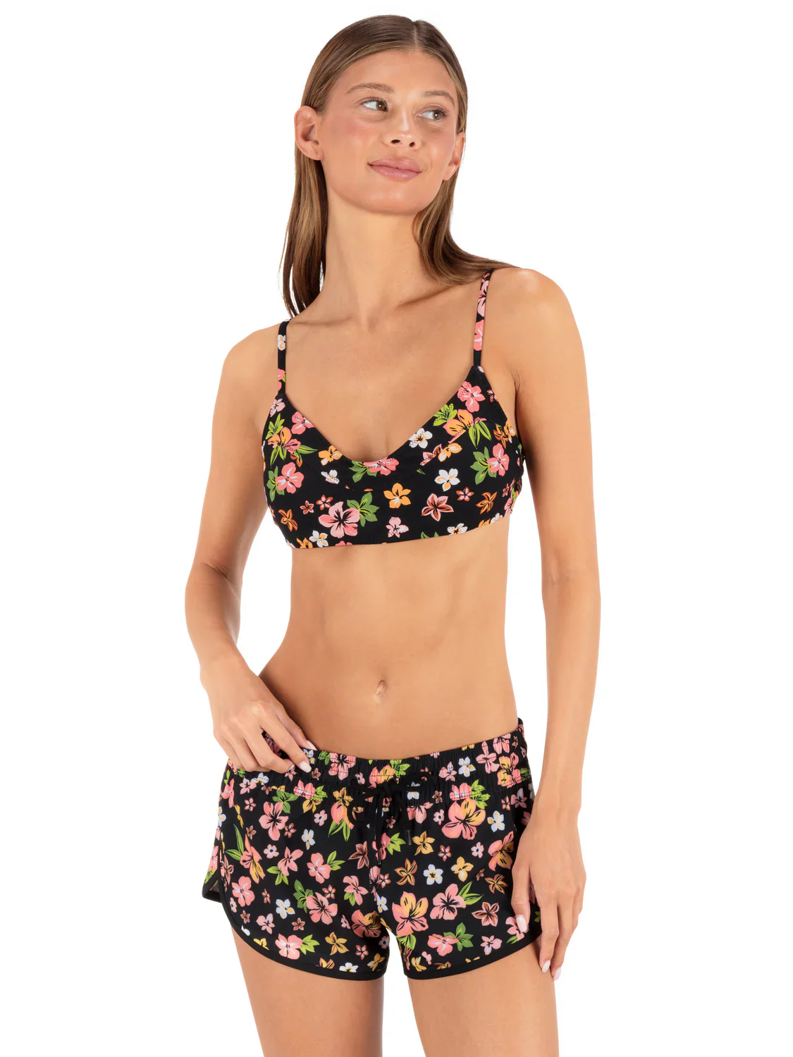 Hurley Women's Hibiscus Dream Phantom 2.5" Boardshorts - Black Floral