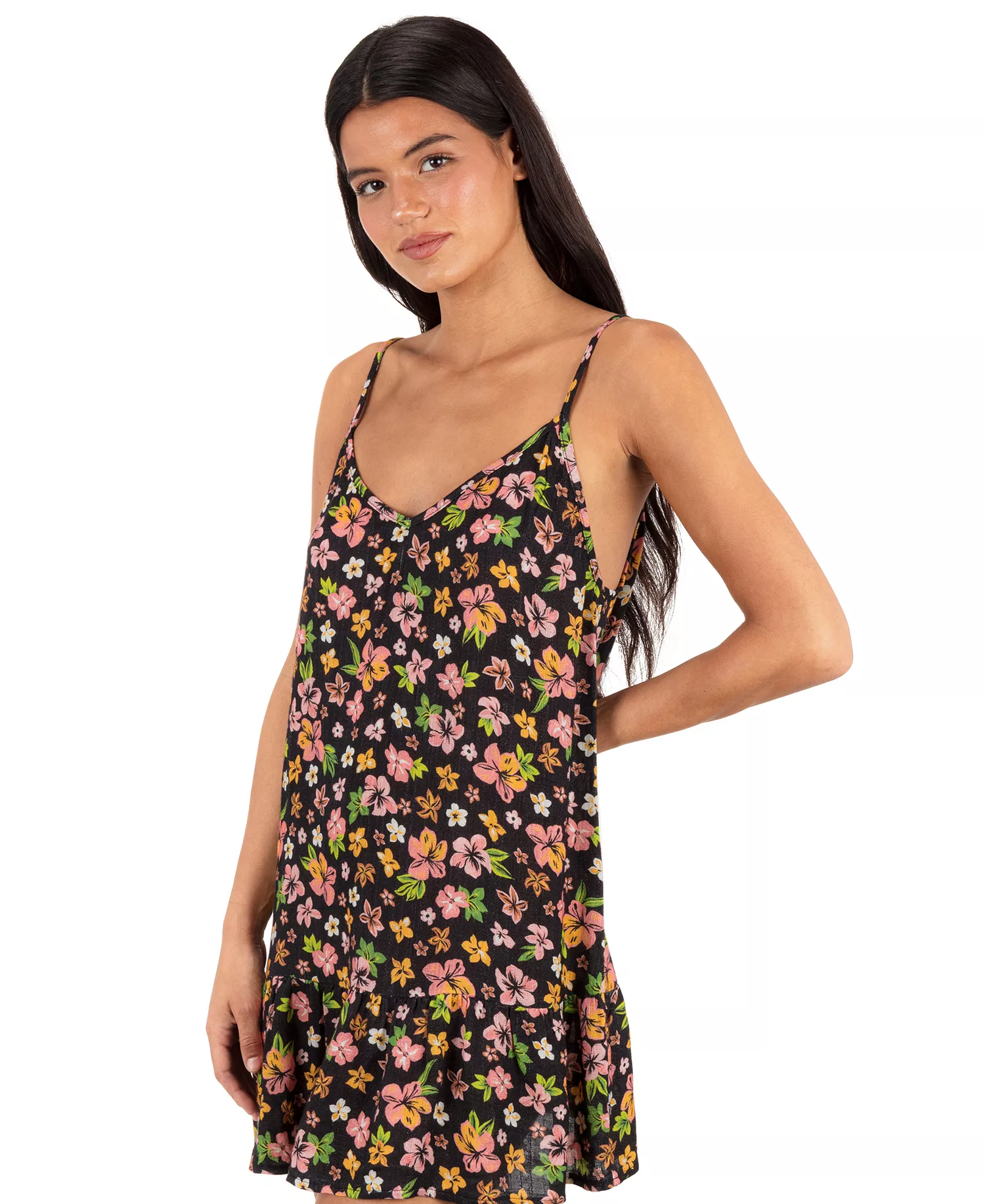 Hurley Women's Hibiscus Dream V Neck Mini Dress - Black Floral - Image 3