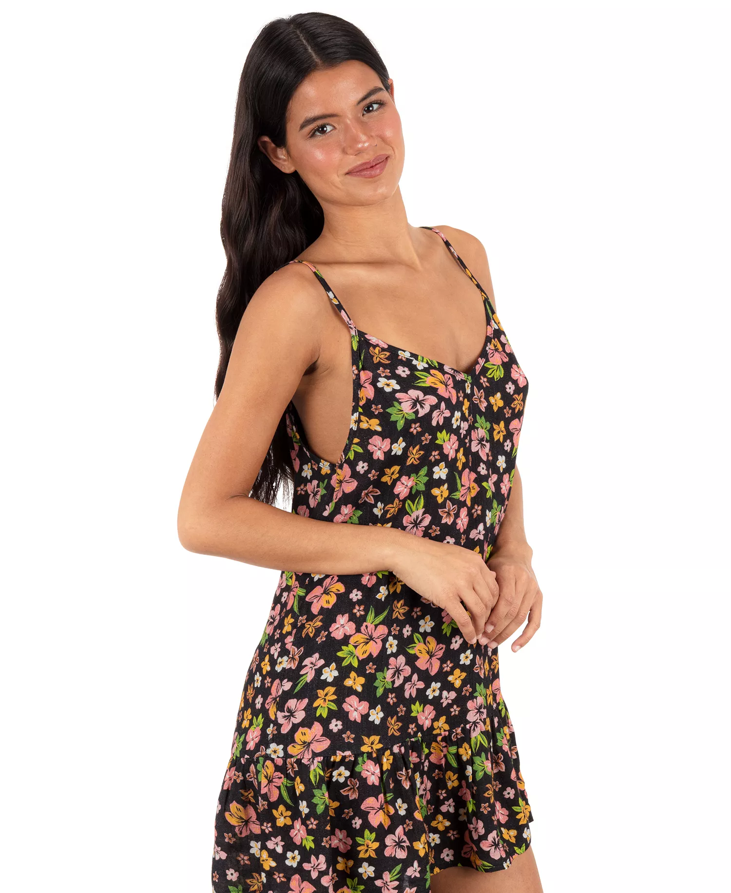Hurley Women's Hibiscus Dream V Neck Mini Dress - Black Floral - Image 4