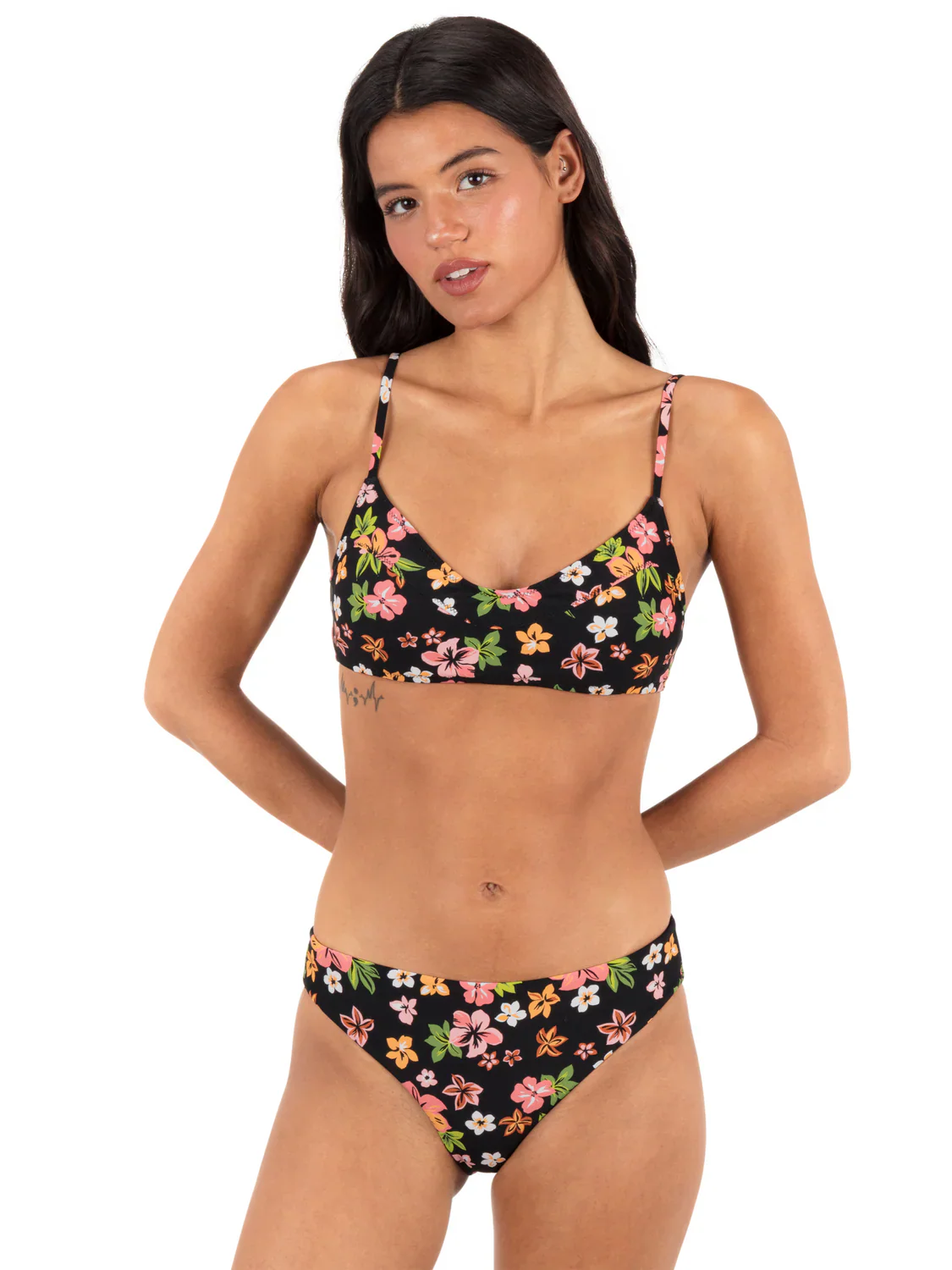 Hurley Women's Max Hibiscus Dream Bralette - Black Floral