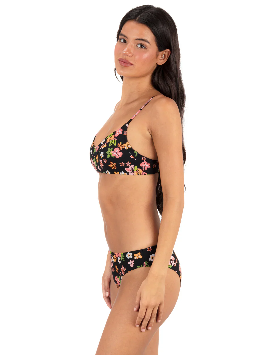 Hurley Women's Max Hibiscus Dream Bralette - Black Floral - Image 3