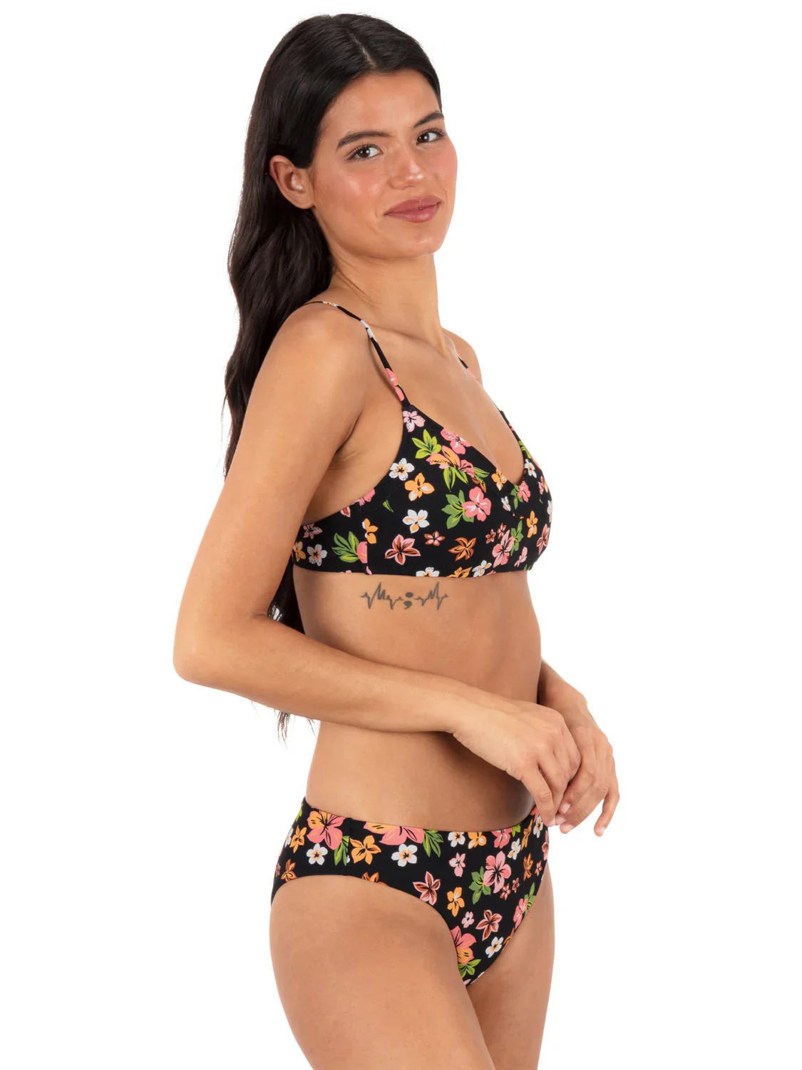 Hurley Women's Max Hibiscus Dream Bralette - Black Floral - Image 4