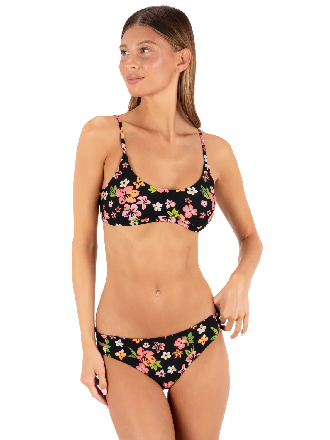 Hurley Women's Max Hibiscus Dream Moderate Bottom - Black Floral - Image 3