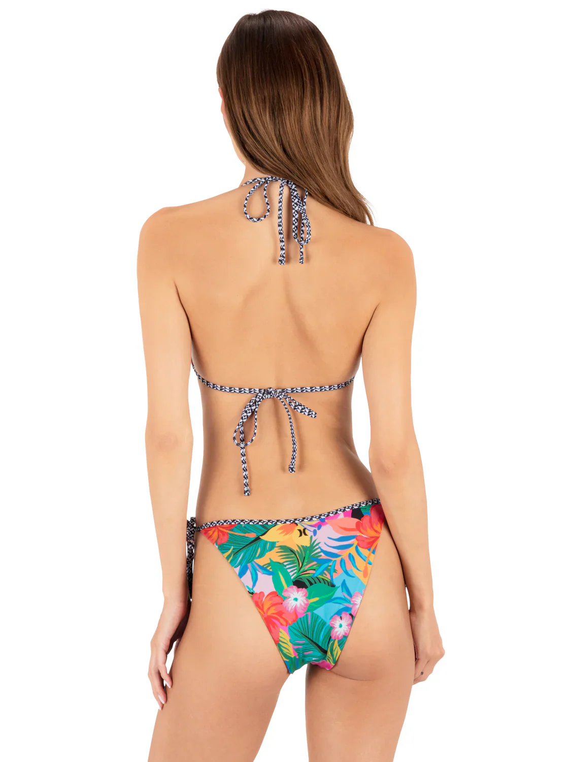 Hurley Women's Reversible Pacific Night V Front Tie Side Cheeky Bottom - Tropical Geo - Image 3