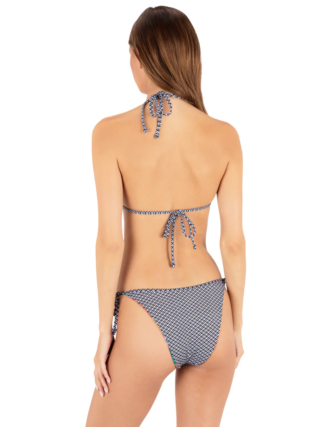 Hurley Women's Reversible Pacific Night V Front Tie Side Cheeky Bottom - Tropical Geo - Image 4