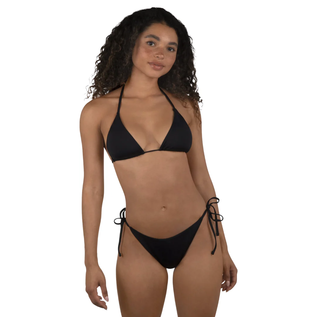 Hurley Women's Solid Cheeky Tie Side Bottoms - Black