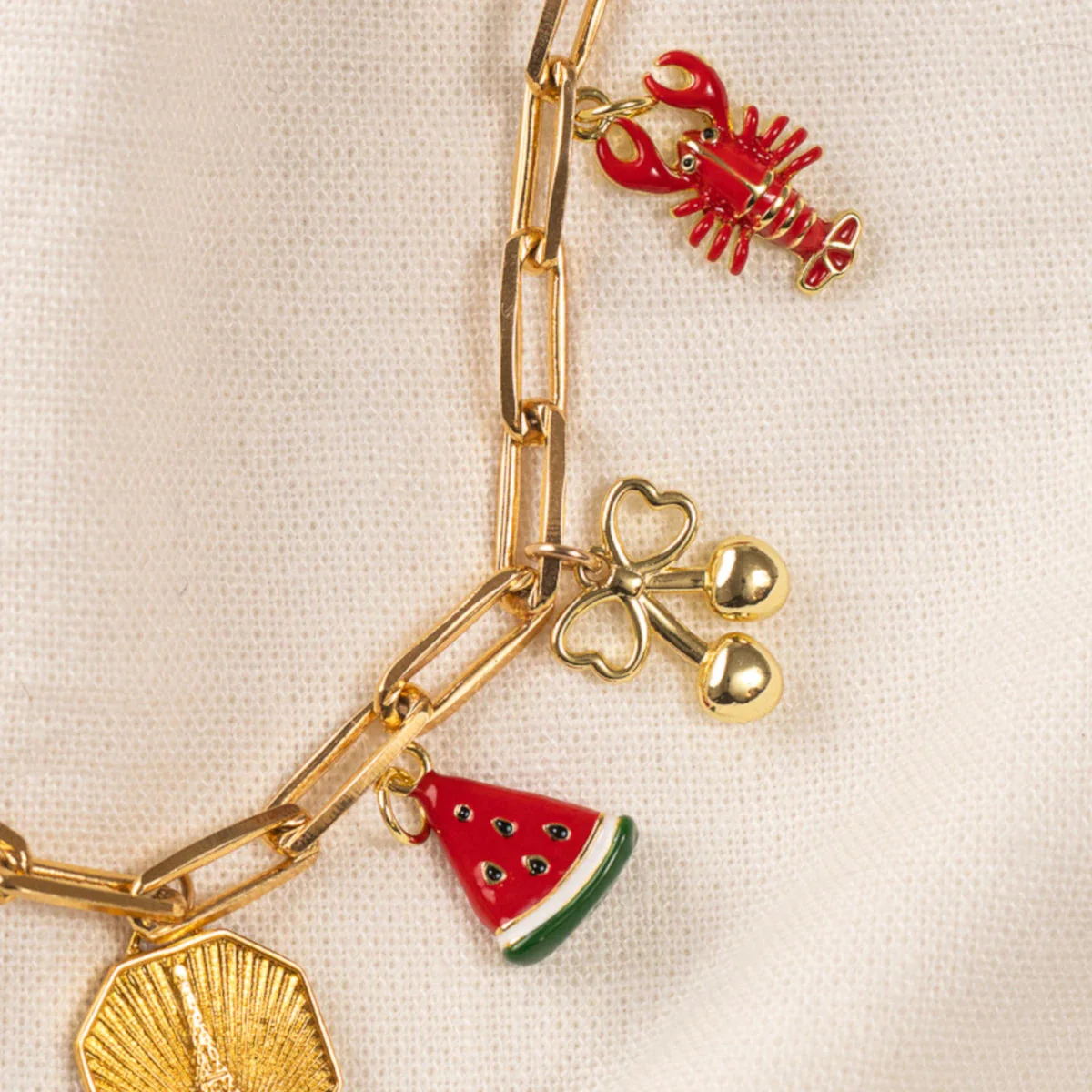 Pura Vida Enamel Stripe Bar GD Charm Bracelet - Image 2