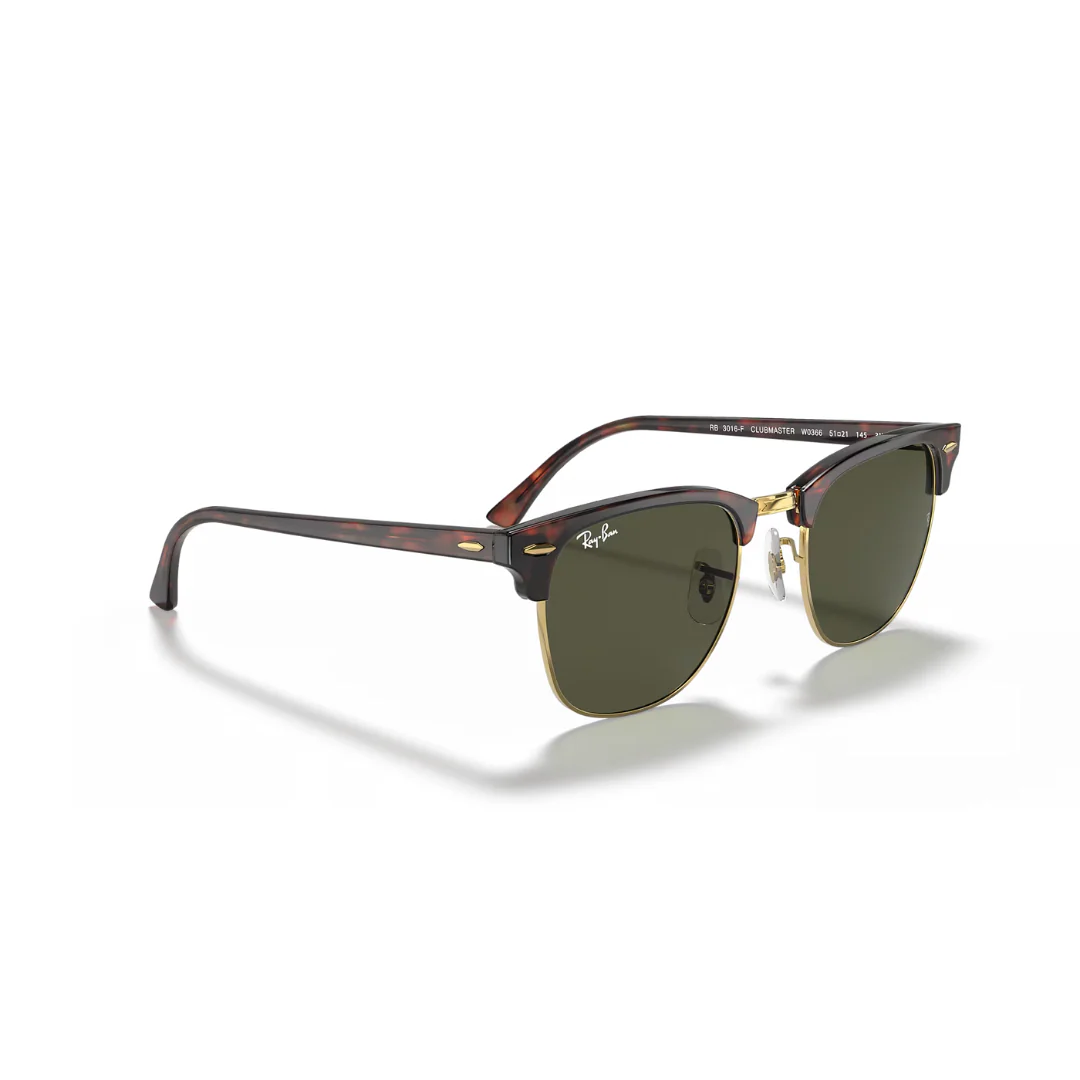 Ray Ban Clubmaster - Men's Sunglasses - Mock Tortoise Arista, G-15 Green - Image 3
