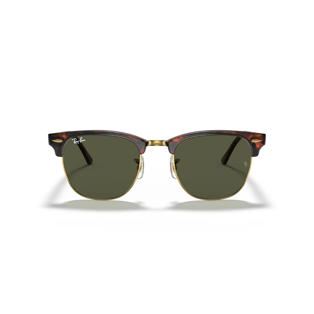 Ray Ban Clubmaster - Men's Sunglasses - Mock Tortoise Arista, G-15 Green - Image 6
