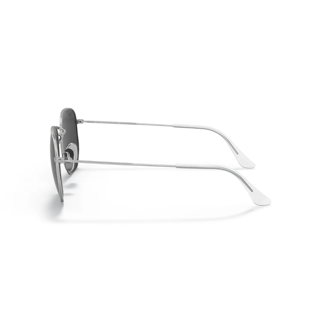 Ray Ban Hexigonal Sunglasses- Silver, Polar Black - Image 5
