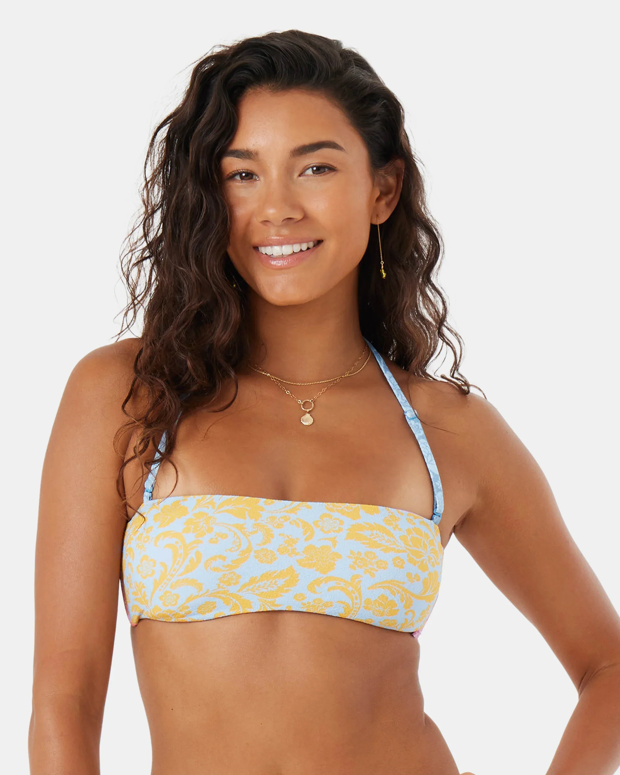 Roxy Women's Tapestry Patchwork Bandeau Lace Up Top