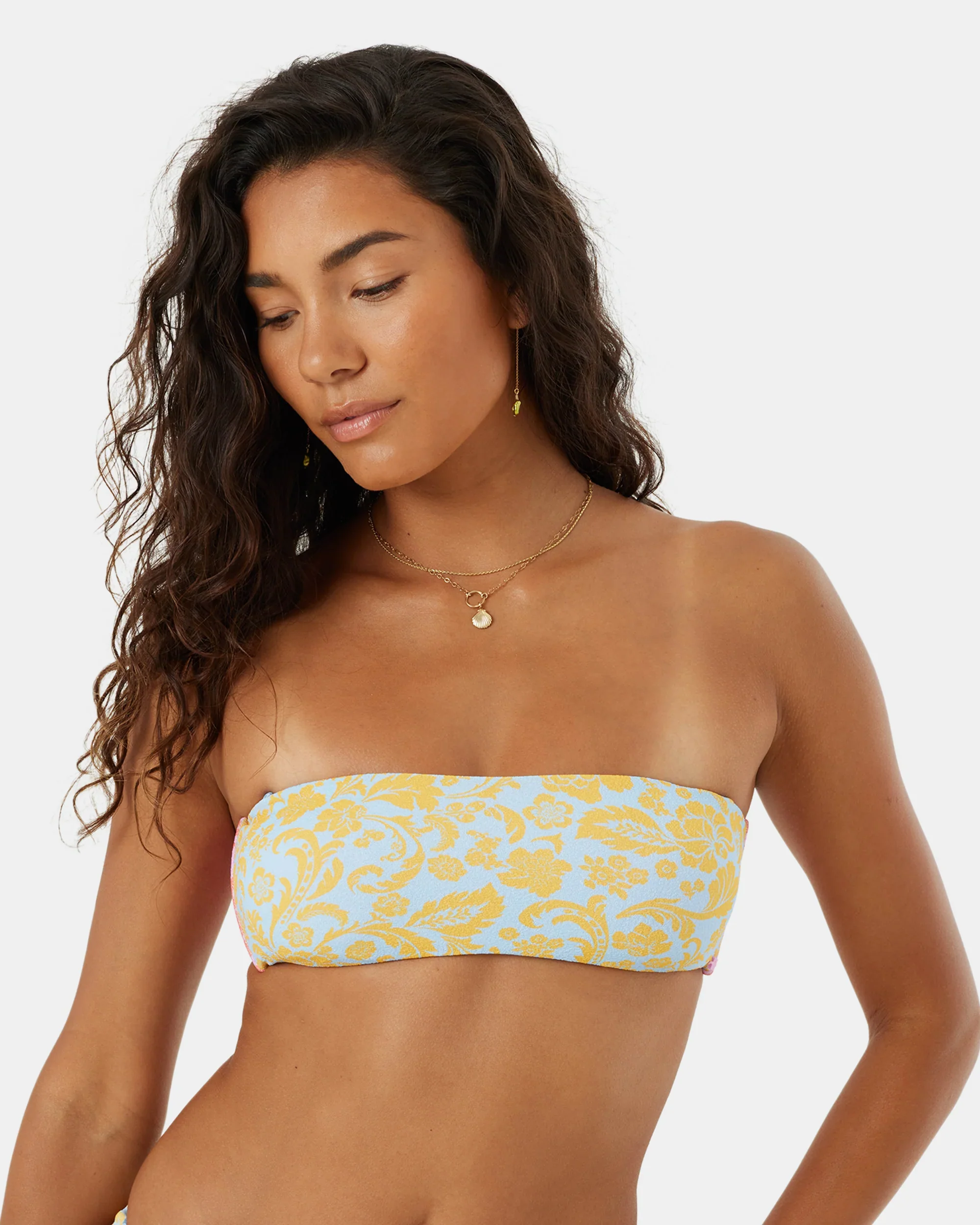 Roxy Women's Tapestry Patchwork Bandeau Lace Up Top - Image 2
