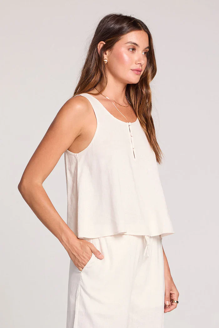 Saltwater Luxe Women's Woven A-Line Tank - Ecru - Image 4