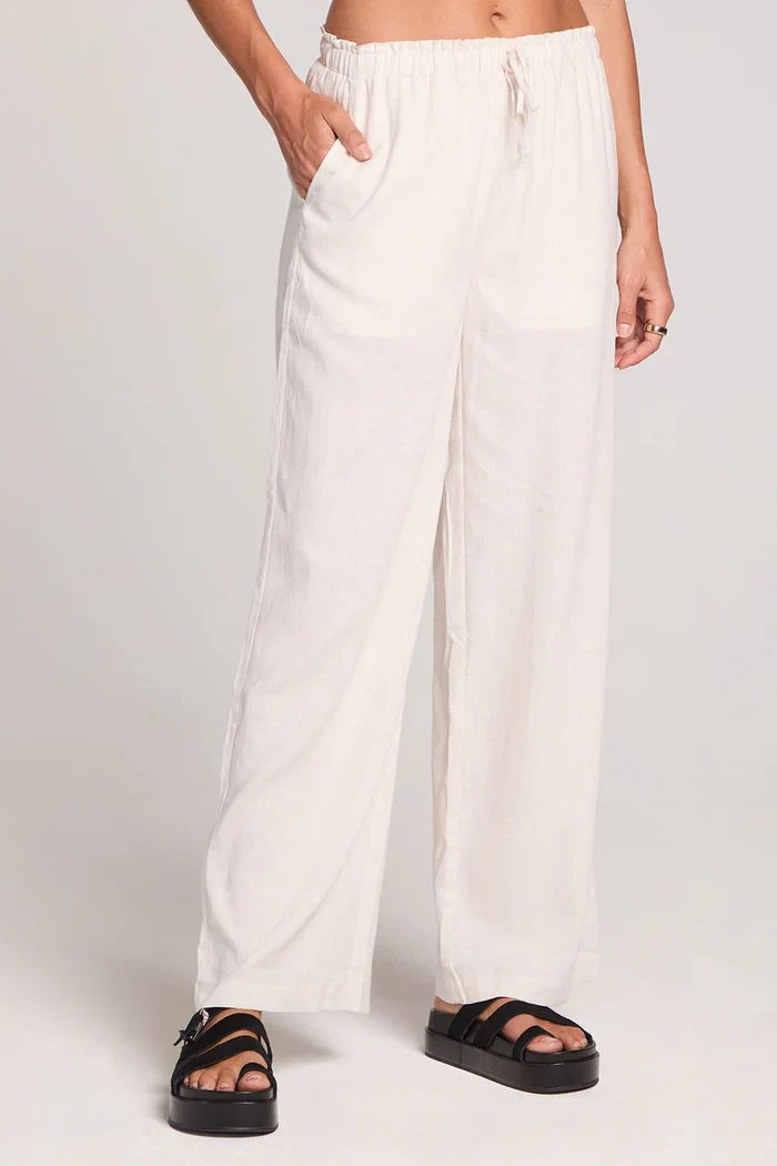 Saltwater Luxe Women's Woven Pull On Pant - Ecru