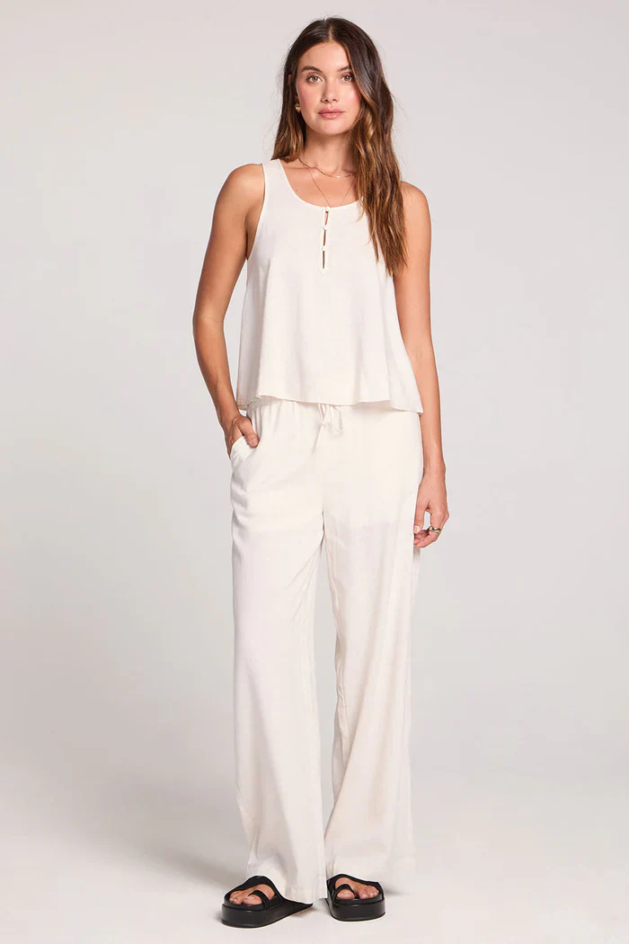 Saltwater Luxe Women's Woven Pull On Pant - Ecru - Image 2