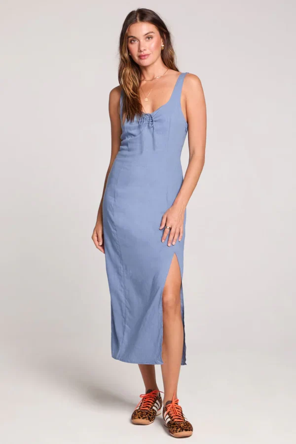 Saltwater Luxe Women's Woven Tank Midi Dress - Worn Blue