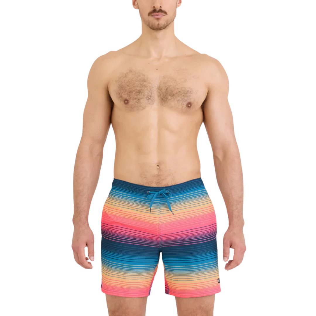 Saxx Men's Oh Buoy 2N1 Volley 7" - Hazy Stripe-Sunset