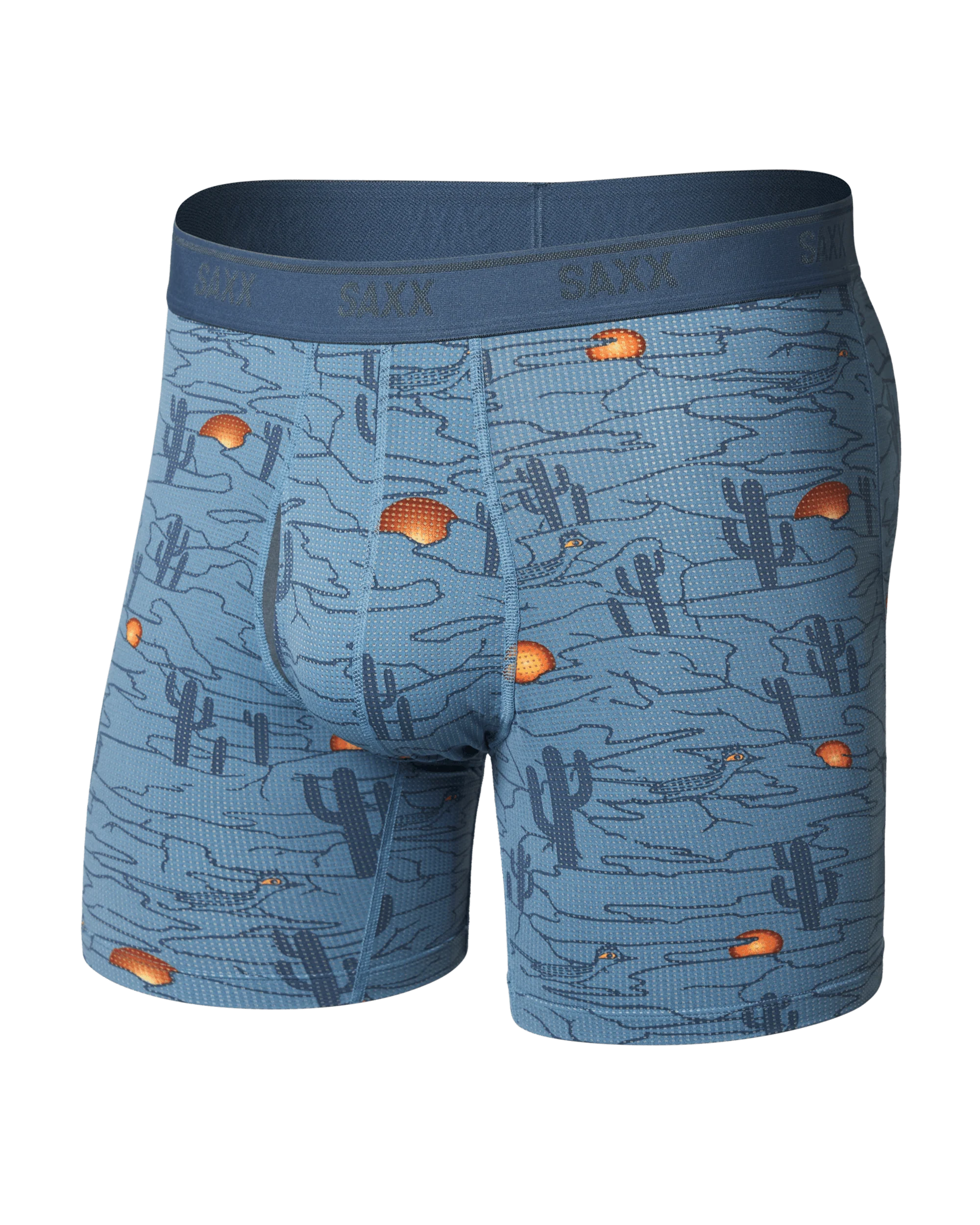 Saxx Men's Quest Quick-Dry Mesh Boxer Brief Fly - Canyonlands-Washed Blue