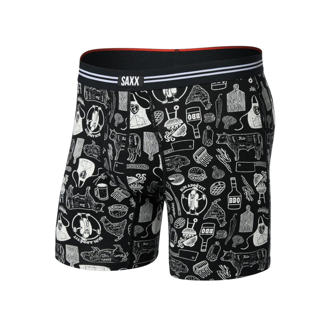 Saxx Men's Vibe Xtra Soft Comfort Boxer Brief Fly - Bun Appetit-Black