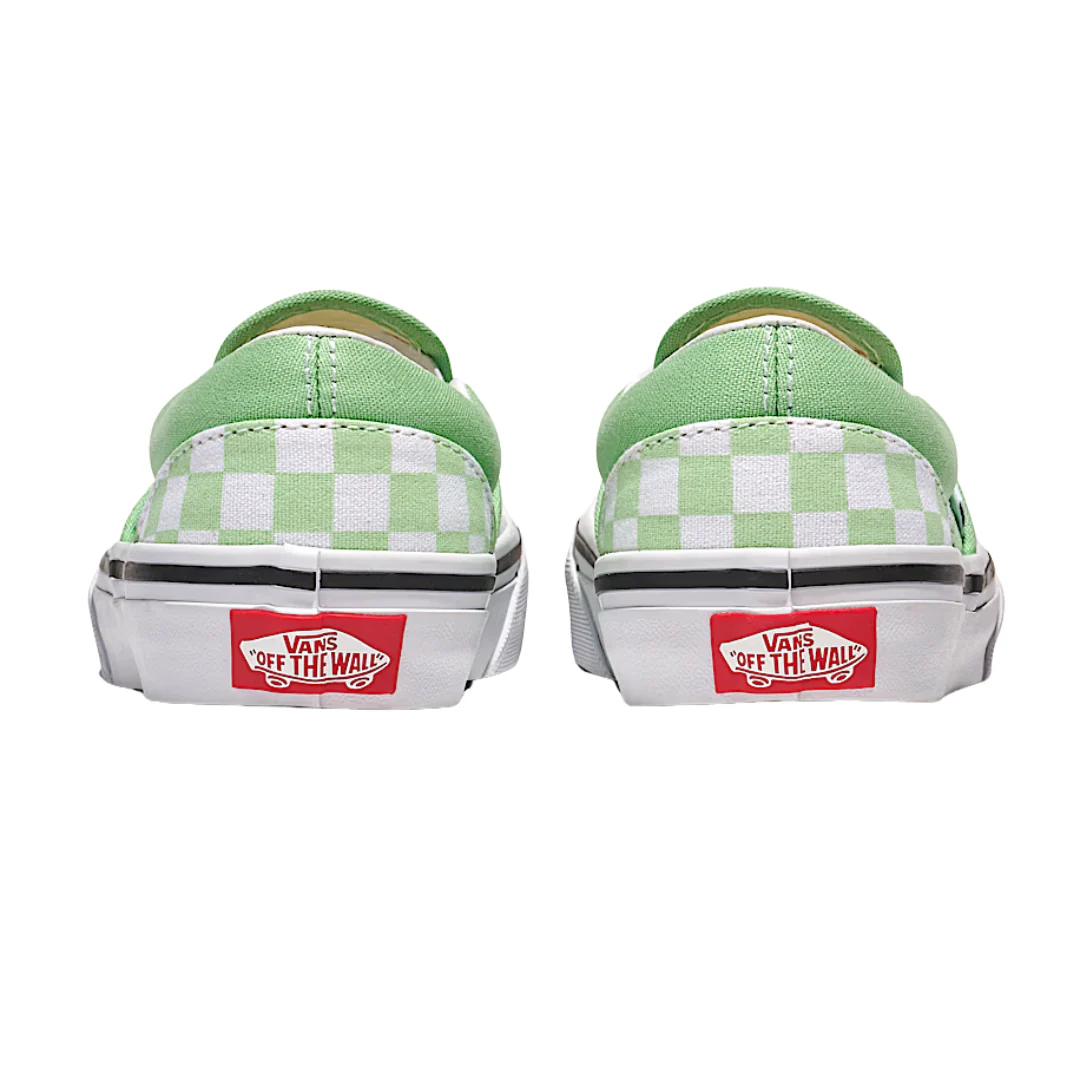 Vans Kids Classic Slip On Shoes - Color Theory Checkerboard Pistachio Green - Image 3