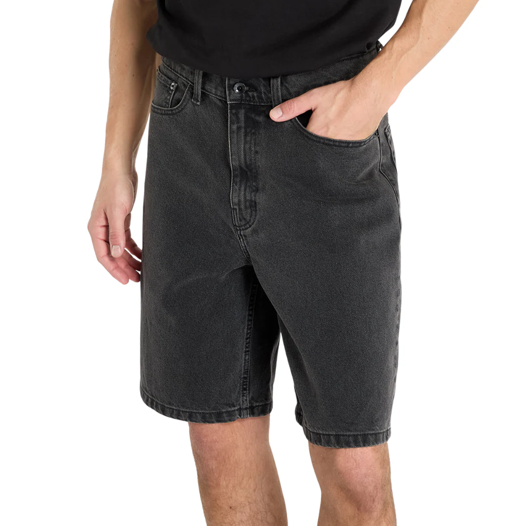 Van's Men's Check-5 Baggy Denim Shorts - Washed Black - Image 2